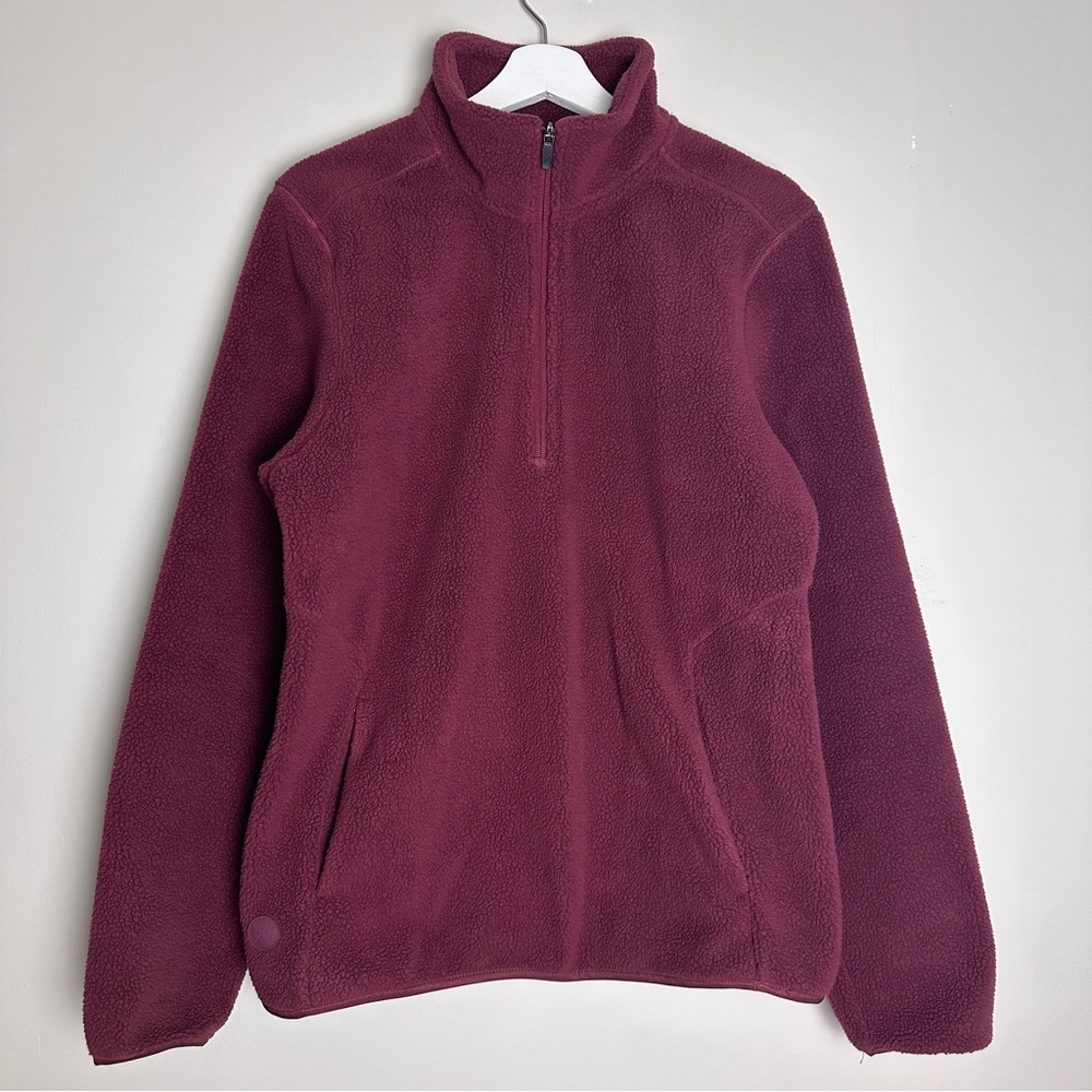 Cuts Clothing Men’s Sherpa 1/2 Zip - Burgundy Red - Medium